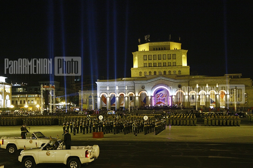 Rehearsal of military parade in Republic Square