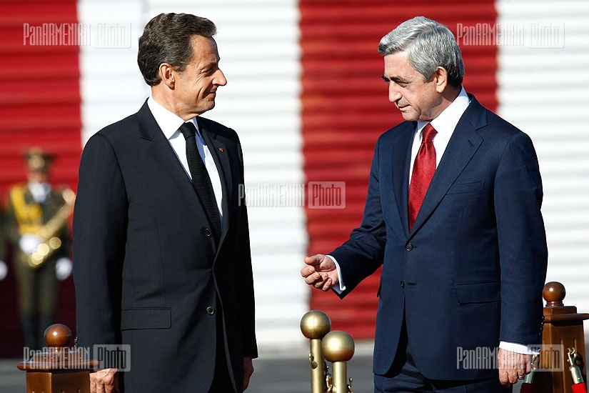 Прибытие президента Франции Николя Саркози в Армению