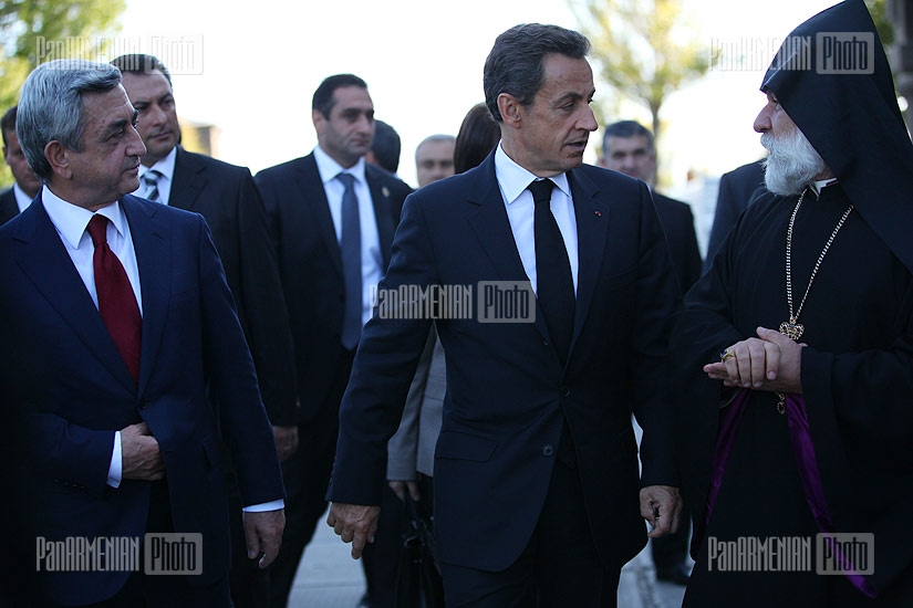 French president Nicolas Sarkozy visits Mother See of Holy Echmiadzin
