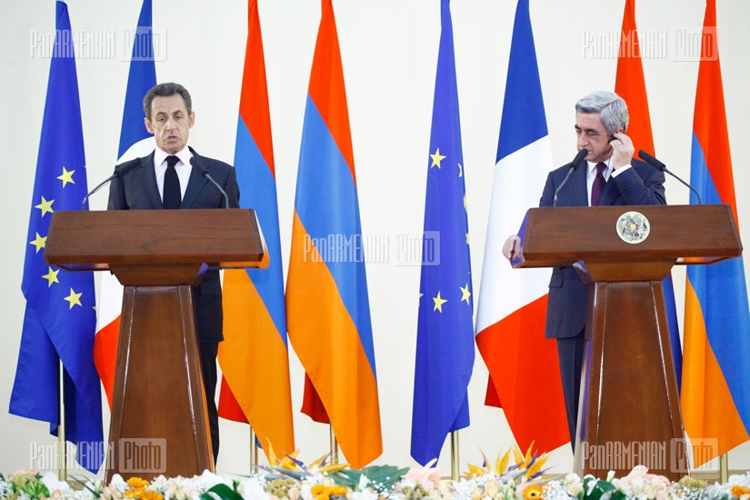 President Serzh Sargsyan receives French president Nicolas Sarkozy 