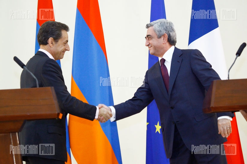 Официальная встреча президентов Армении и Франции Сержа Саркисяна и Николя Саркози