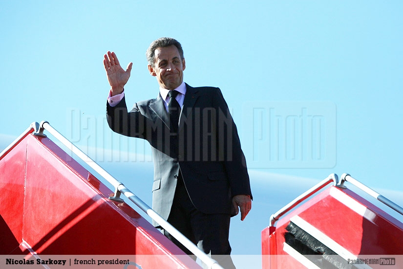 Nicolas Sarkozy departing from Armenia
