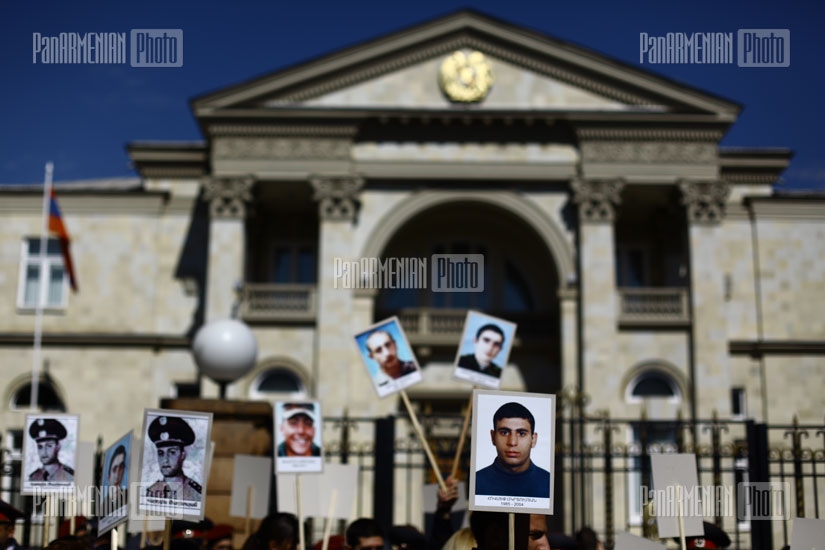 Protest against murders in army takes place in front of RA Presidential House 