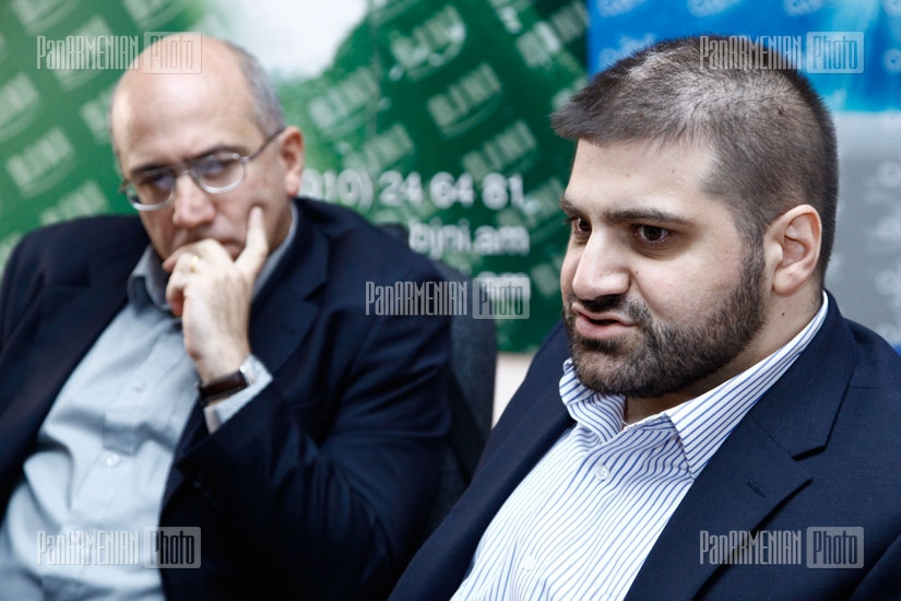 Press conference of chief editors of Aravot, Yerkir and Zhamanak newspapers respectively Aram Abrahamyan, Bagrat Yesayan and Arman Babajanyan
