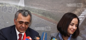 Press conference of Armenian Transport and Communication Minister Manuk Vardanyan and Georgian Minister of Economy and Sustainable Development Vera Kobalia