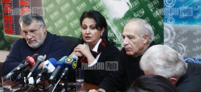 Press conference of seismologist Vladimir Balasanyan, chairman of RA Architects Union Mkrtich Minasyan and deputy head of Seismic Protection National Service of the Emergency Situations Ministry Ashkhen Tovmasyan