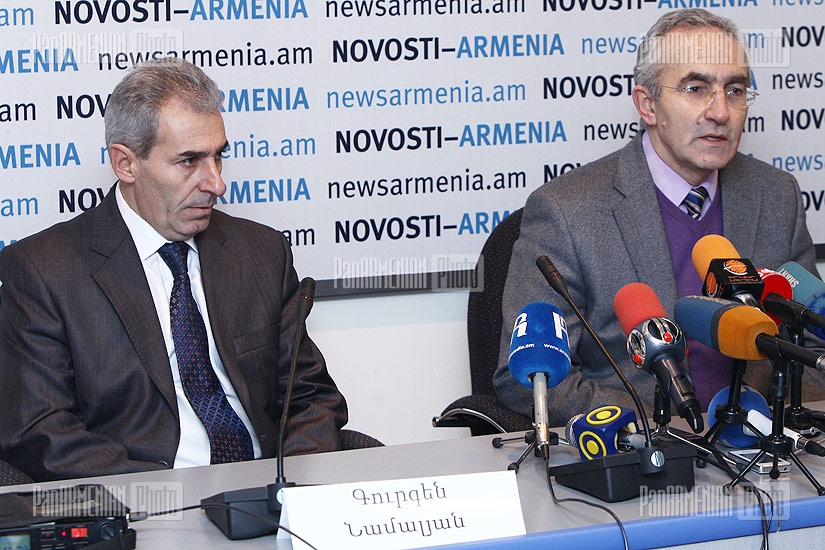 Press conference of the Hrachya Petrosyan, head of the National Seismic Protection Service at the Ministry of Emergency Situations Hrachya Petrosyan and  Gurgen Namalyan, representative of National Seismic Protection Service