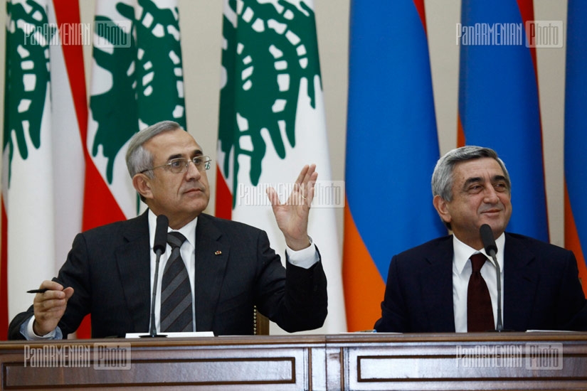 Совместная пресс-конференция президента Ливана Мишеля Сулеймана и главы РА Сержа Саркисяна