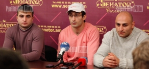 Press conference of armwrestlers Ashot Adamyan, Vrezh Sedrakyan and Vladimir Mnatsakanyan