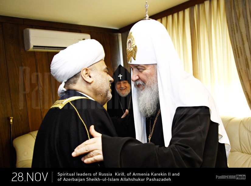 Spiritual leaders of Russia Kirill, of Armenia Karekin II and of Azerbaijan SHeikh-ul-Islam Allahshukur Pashazadeh