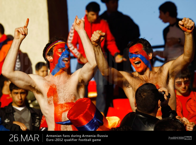 Armenian fans during Armenia-Russia Euro-2012 qualifier football game