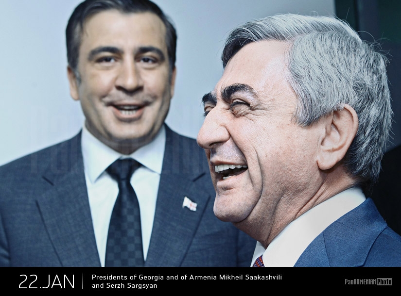 Президенты Грузии и Армении Михаил Саакашвили и Серж Саргсян