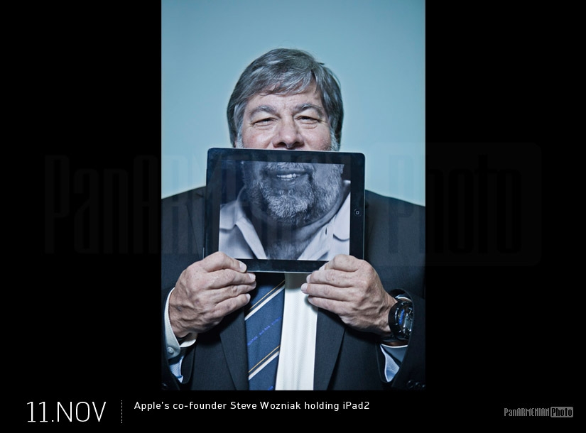  Apple's co-founder Steve Wozniak holding iPad2