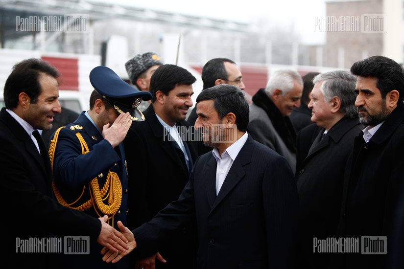 President of the Islamic Republic of Iran Mahmoud Ahmadinejad arriving in Yerevan