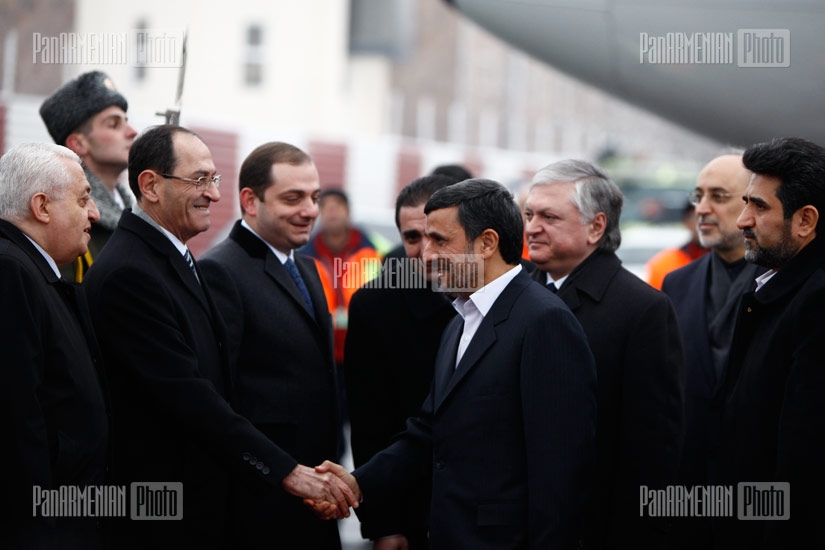 President of the Islamic Republic of Iran Mahmoud Ahmadinejad arriving in Yerevan