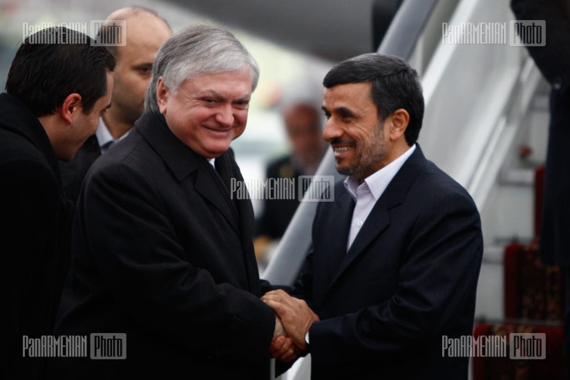 President of the Islamic Republic of Iran Mahmoud Ahmadinejad arriving in Yerevan