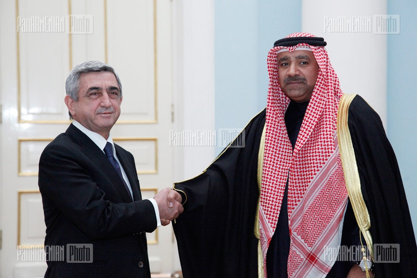 Kuwaiti ambassador to Armenia Bassam Muhammad Alqabandi presents his credential to RA President Serzh Sargsyan