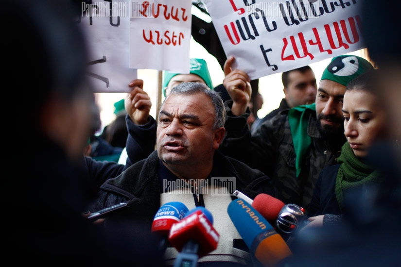 Protest rally of environmentalists against the Government's decision to allow mining in villages of Syunik 