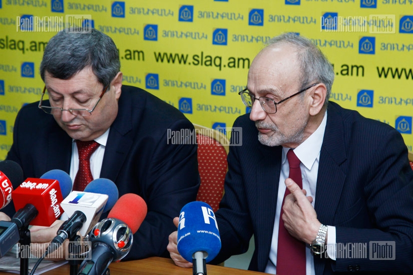 Press conference of the Head of the Union of Native Producers of Armenia Vazgen Safaryan and chairman of RA Association of Consumers Armen Poghosyan