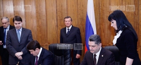 RA PM Tigran Sargsyan and Russian Communications Minister Igor Levitin sign memorandums