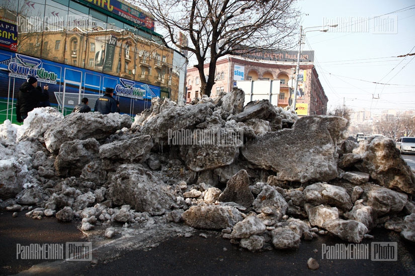 Snow hills of Baghramyan street