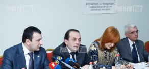 Press conference of Prosperous Armenia MP Vahe Enfiajyan, ANC representative Samvel Abrahamyan, Heritage MP Armen Martirosyan and Anush Sedrakyan of Free Democrats