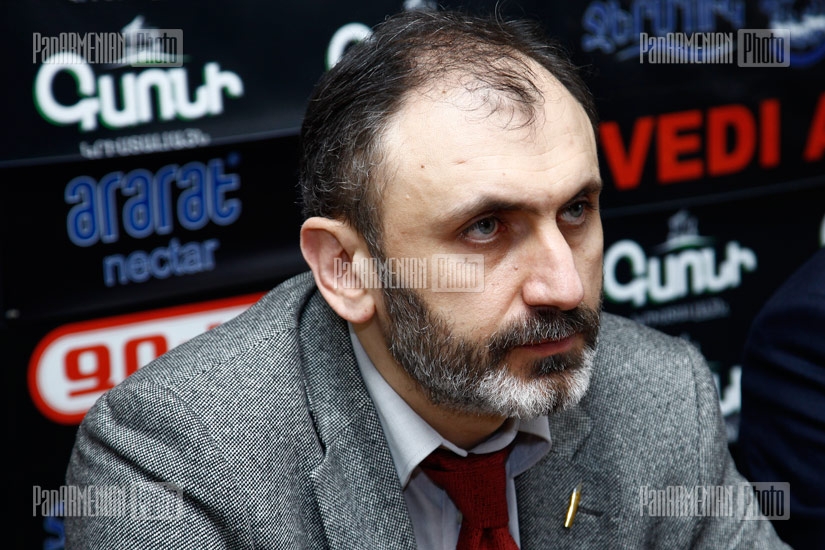 Press conference of Antares Holding director Armen Martirosyan, novelist Aram Pachyan and 
