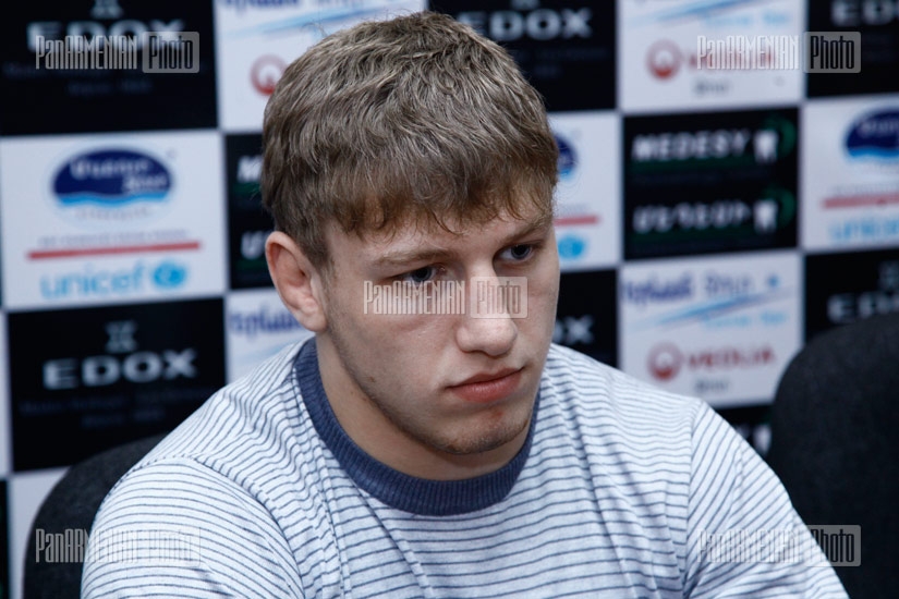 Press conference of Armenia's national greco-roman wrestling team coach Levon Julfalakyan, wrestlers Arsen Julfalakyan, Yuri Patrikeyev and Arthur Alexandryan