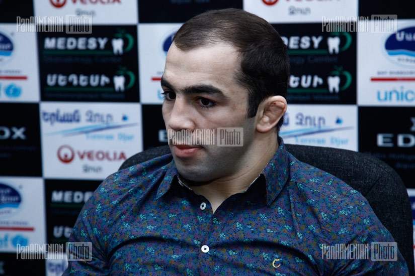 Press conference of Armenia's national greco-roman wrestling team coach Levon Julfalakyan, wrestlers Arsen Julfalakyan, Yuri Patrikeyev and Arthur Alexandryan