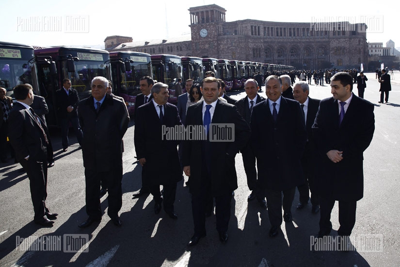 Presentation of new vehicles provided to Yerevan Municipality by China and HayPost's new vehicles