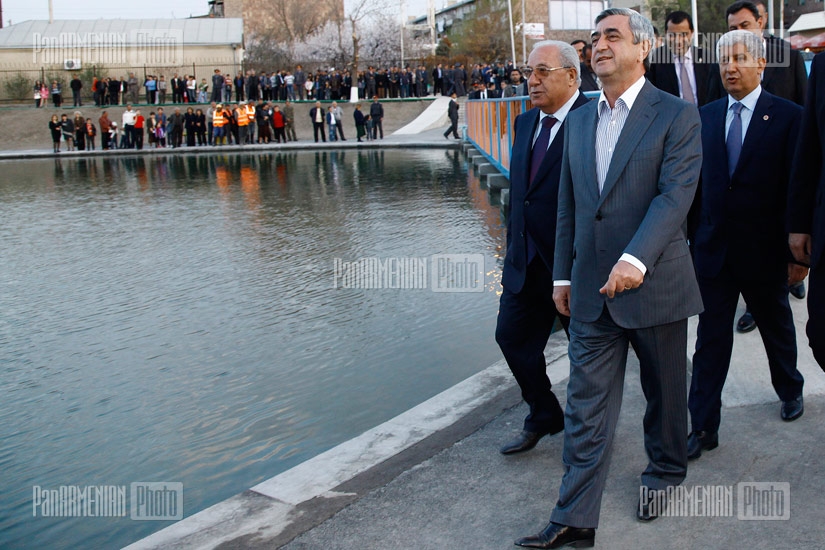 Президент Армении Серж Саркисян посетил городское озеро в Аштараке