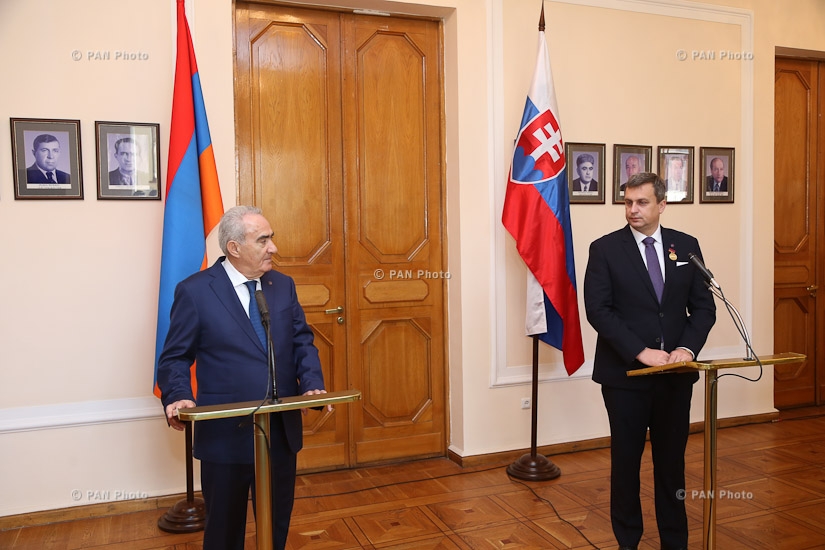 Встреча спикера парламента Армении Галуста Саакяна и главы Национального Совета Словакии Андрея Данко