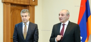 Armenian Prime Minister Karen Karapetyan meets with Artsakh President Bako Sahakyan in the frames of his working visit to the Nagorno-Karabakh Republic