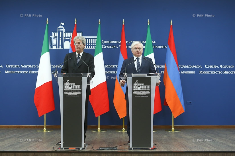 Joint press conference by Minister of Foreign Affairs of Armenia Edward Nalbandian and Minister of Foreign Affairs and International Cooperation of Italy  Paolo Gentiloni 