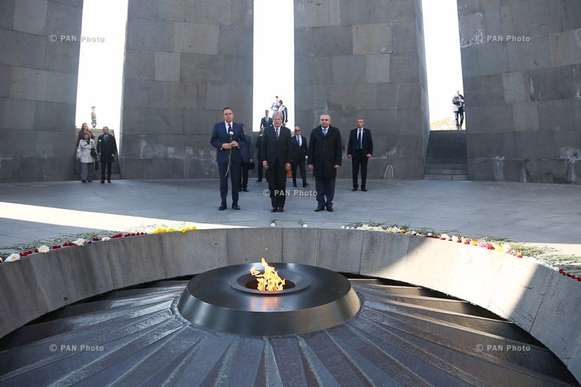 Minister of Foreign Affairs and International Cooperation of Italy  Paolo Gentiloni visits Tsitsernakaberd Memorial Complex