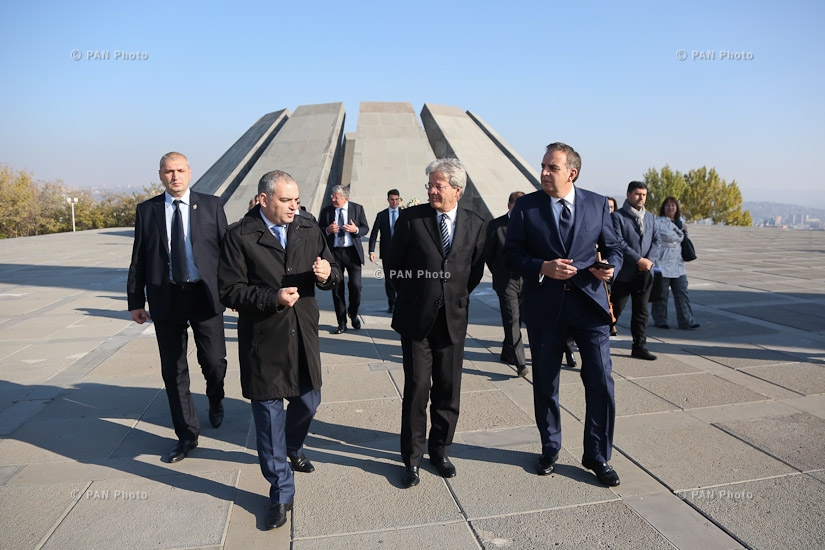 Minister of Foreign Affairs and International Cooperation of Italy  Paolo Gentiloni visits Tsitsernakaberd Memorial Complex