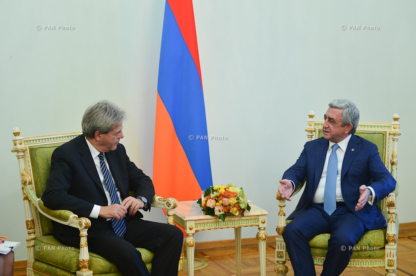 President of Armenia Serzh Sargsyan receives Minister of Foreign Affairs and International Cooperation of Italy Paolo Gentiloni