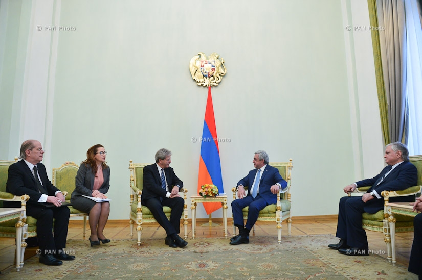 President of Armenia Serzh Sargsyan receives Minister of Foreign Affairs and International Cooperation of Italy Paolo Gentiloni