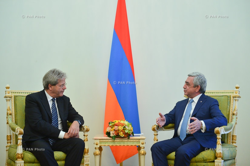 Президент Армении Серж Саргсян принял министра иностранных дел и международного сотрудничества Италии Паоло Джентилони