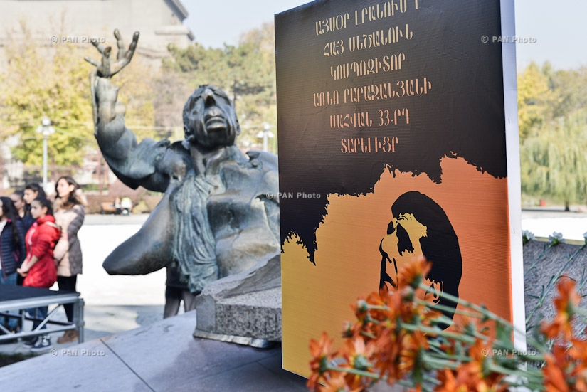 Ceremony of laying flowers at statue of Arno Babajanyan dedicated to the 33rd anniversary of composer's death