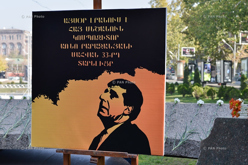 Ceremony of laying flowers at statue of Arno Babajanyan dedicated to the 33rd anniversary of composer's death