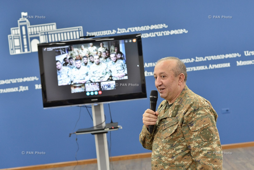 Traditional video call between Armenian peacekeepers in Kosovo and Afghanistan and their families