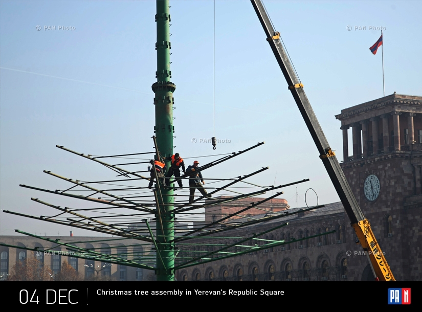 Christmas tree assembly in Yerevan’s Republic Square