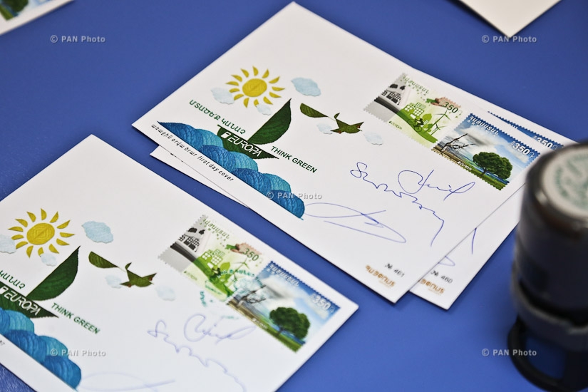 Cancellation ceremony of 2 postage stamps on Europe 2016: Think Green