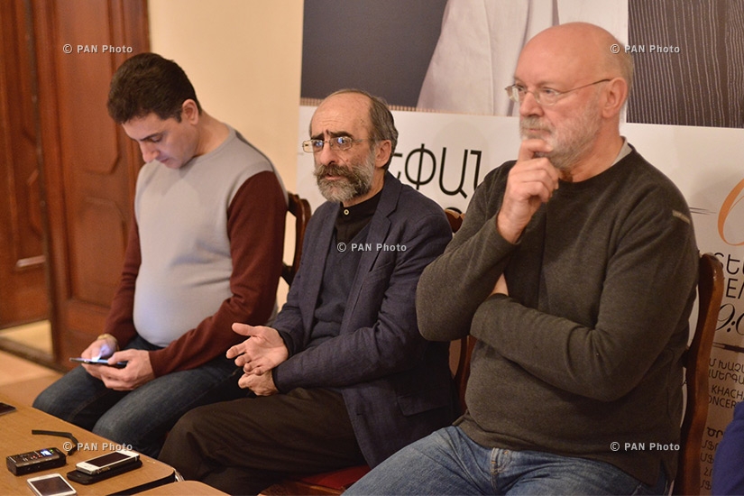 Press conference by composer Stepan Rostomyan, British conductor David Davies, SPOA  Principal Conductor Eduard Topchian and 'Yerevan Perspectives' festival's manager Sona Hovhannisyan