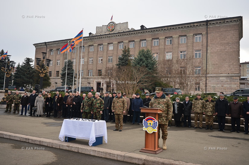 In Stepanakert President of Armenia Serzh Sargsyan commended a group of best servicemen and freedom fighters