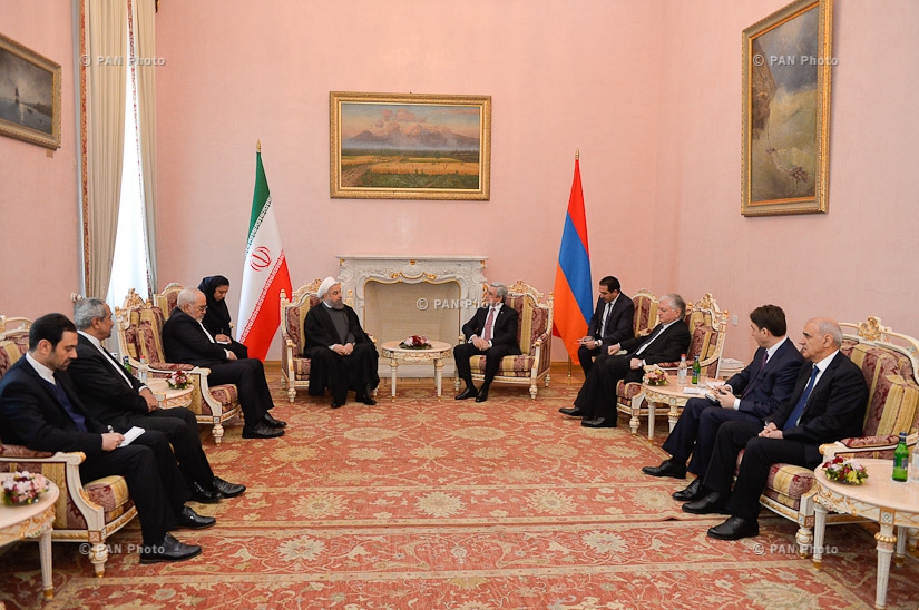 Встреча президента Армении Сержа Саргсяна с президентом Ирана Хасаном Рохани в резиденции Президента РА 