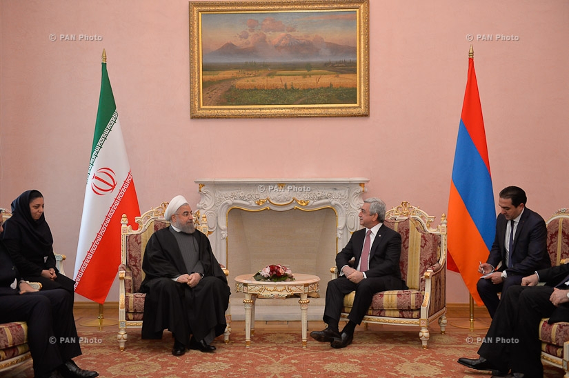 Встреча президента Армении Сержа Саргсяна с президентом Ирана Хасаном Рохани в резиденции Президента РА 