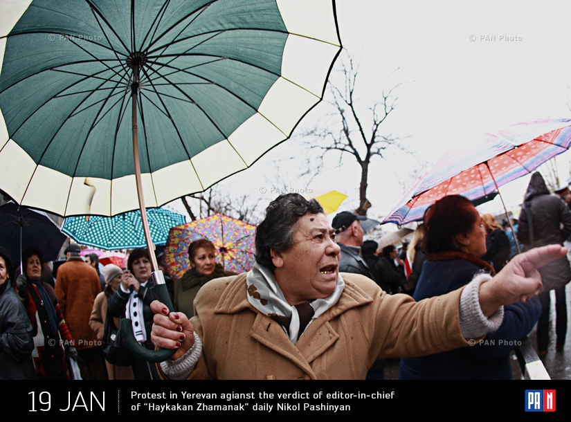 Акция протеста против приговора главному редактору оппозиционной  газеты «Айкакан Жаманак» Николу Пашиняну