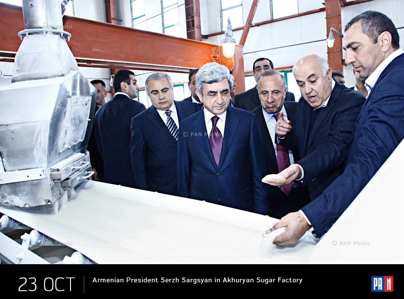 Armenian President Serzh Sargsyan in Akhuryan Sugar Factory
